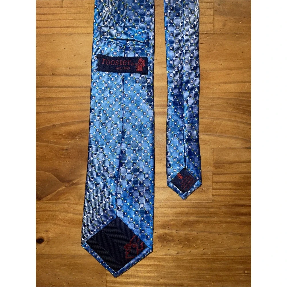 Rooster Repp Neck‎ Tie Men Blue Geometric Colorful Business Wedding Resort